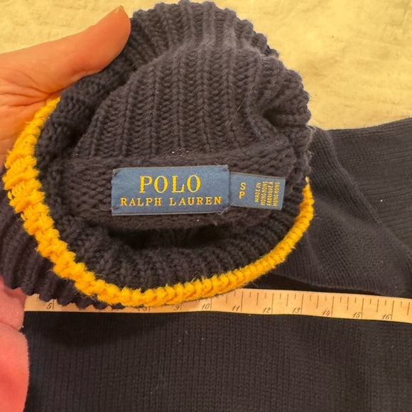 Polo Ralph Lauren Striped Turtleneck Sweater Navy Blue, Red & Yellow cotton - Picture 7 of 9